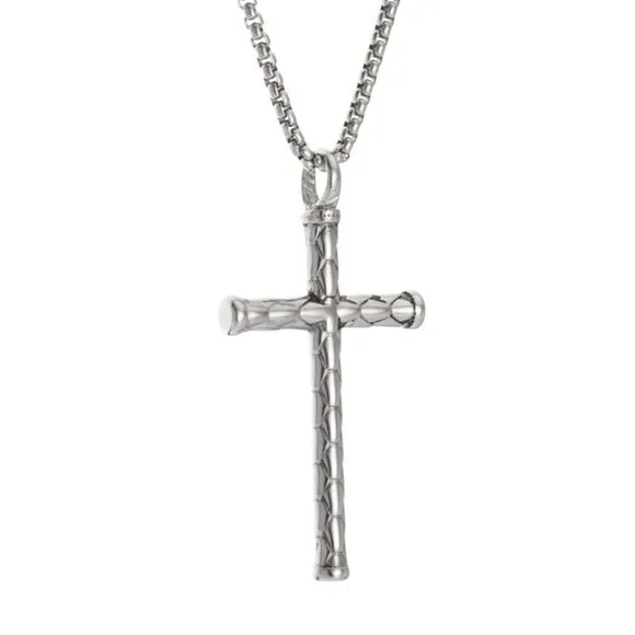 Silver Christian Rope Nail Cross Necklace Religious Pendant Faith Jewelry Gift - Picture 2 of 2